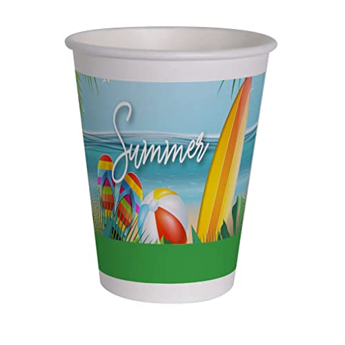 Ciao - Kompostierbare Papierbecher Summer Party (250 ml), 8 Stück, mehrfarbig, 34794 von Ciao