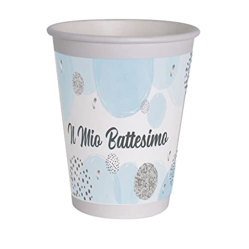 Ciao - Kompostierbare Papierbecher für Taufe (250 ml), 8 Stück, hellblau, 34779 von Ciao