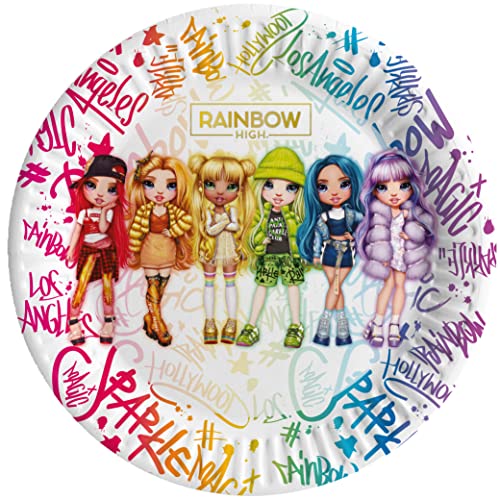 Ciao - Kompostierbare Pappteller Rainbow High (Ø18 cm), 8 Stück 16-21 cm, mehrfarbig, 24054 von Ciao