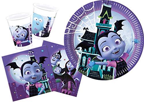 Ciao Y5027 Vampirina Partygeschirr Party-Set Disney Halloween (Pappteller, Bucher, Servietten), Multicolor, 24 Personen von Ciao