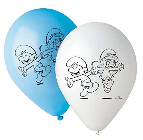 Luftballons, bedruckt, Schlümpfe aus Latex, 10 Stück von Ciao