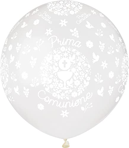 Pack 25 balloons Prima Comunione Crystal in natural latex Premium Quality G150 (Ø 48cm / 19"), translucent von Ciao