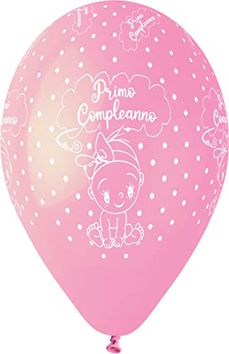 Pack 25 balloons pearly Primo Compleanno in natural latex Premium Quality G120 (Ø 33cm / 13"), pink pearl von Ciao