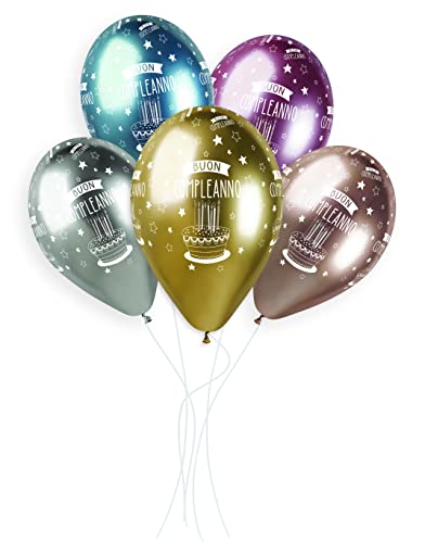 Pack 34832 25 balloons metallized Buon Compleanno Shiny in natural latex Premium Quality G120 (Ø 33cm / 13") von Ciao