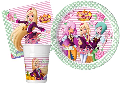 Partygeschirr Party-Set Regal Academy für 24 Personen (88 pcs: 24 Pappteller Ø23cm, 24 Becher 200ml, 40 Servietten 33x33cm) von Ciao