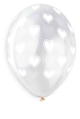 Premium Quality G120 Luftballons mit Herzen aus Naturlatex (Ø 33 cm/13 Zoll), transparent, 25 Stück von Ciao