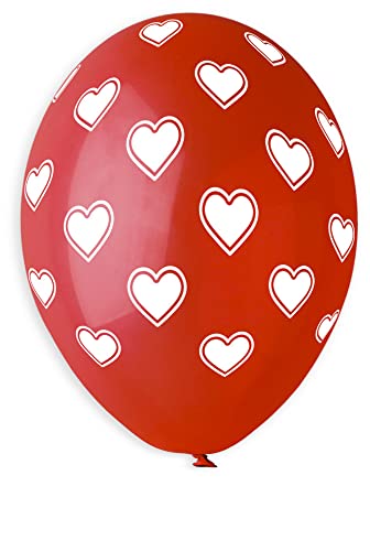 Premium Quality G120 Luftballons mit Herzen aus Naturlatex (Ø 33cm / 13") rot von Ciao