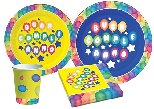 Ciao Y4637 Partygeschirr Party-Set PartyCube (Pappteller, Bucher, Servietten), Multicolor, 24 Personen von Ciao