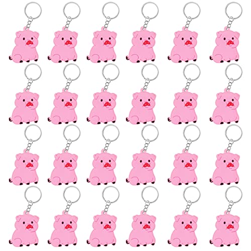 CiciBear 24 Stück rosa Schwein-Schlüsselanhänger Party-Dekoration für Gäste, rosa Schweine-Motto-Party, Babyparty, Schulparty, Kindergeburtstag von CiciBear