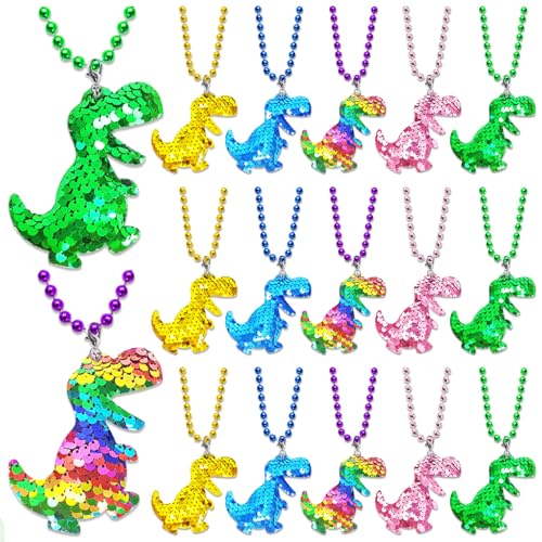 CiciBear Dinosaurier-Pailletten-Halskette, Partyzubehör mit Karnevalsperlen für Dinosaurier-Themenpartys, Heimdekoration, Festivals, Hochzeiten, Geburtstagsfeiern, 5 Farben, 15 Stück CiciBear Dinosaurier-Pailletten-Halskette, Partyzubehör mit Karnevalsperlen für Dinosaurier-Themenpartys, Heimdekoration, Festivals, Hochzeiten, Geburtstagsfeiern, 5 Farben, 15 Stück von CiciBear