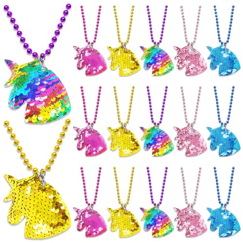 CiciBear Einhorn-Pailletten-Halskette, Partyzubehör mit Mardi Gras Perlen für Einhorn-Motto-Partys, Heimdekoration, Festivals, Hochzeiten, Geburtstagsfeiern, 5 Farben, 15 Stück CiciBear Einhorn-Pailletten-Halskette, Partyzubehör mit Mardi Gras Perlen für Einhorn-Motto-Partys, Heimdekoration, Festivals, Hochzeiten, Geburtstagsfeiern, 5 Farben, 15 Stück von CiciBear
