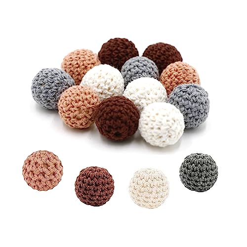12 Stück Gehäkelt Holzperlen, 20mm Häkelperlen Holzperlen zum Auffädeln, Bunt Holzkugeln mit Loch, Natur Rund Holz Perlen für DIY Schmuck Armband Halskette 12 Stück Gehäkelt Holzperlen, 20mm Häkelperlen Holzperlen zum Auffädeln, Bunt Holzkugeln mit Loch, Natur Rund Holz Perlen für DIY Schmuck Armband Halskette von CiciIng