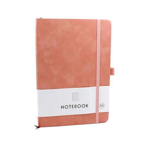 CiciIng Notizbuch A5, Notizbücher mit Gummizugverschluss, Schreibheft mit Stifthalter, Journal Buch Notizblock für Schule Büroarbeiten (Rosa) von CiciIng