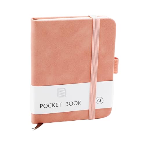 CiciIng Notizbuch Klein A6, Taschennotizbuch mit Gummizugverschluss, Mini Notizbücher mit Stifthalter, Taschen Journal Notizblock für Schule Büroarbeiten (Rosa) von CiciIng