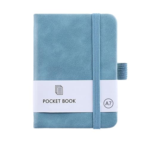CiciIng Notizbuch Klein A7, Taschennotizbuch mit Gummizugverschluss, Mini Notizbücher mit Stifthalter, Taschen Journal Notizblock für Schule Büroarbeiten (Blau) von CiciIng