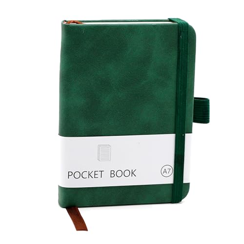 CiciIng Notizbuch Klein A7, Taschennotizbuch mit Gummizugverschluss, Mini Notizbücher mit Stifthalter, Taschen Journal Notizblock für Schule Büroarbeiten (Grün) von CiciIng