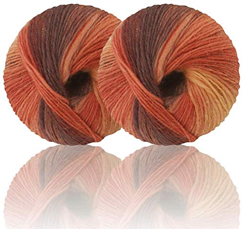 2 Knäuel Rainbow Soft Garn, 100% Wolle, Farbverlauf, mehrfarbiges Garn zum Häkeln, Stricken, Gesamtlänge 180 m × 2,50 g × 2) (3#) von Cida