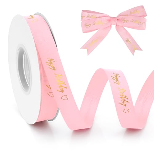 22,7 m Happy Birthday Bänder zum Verpacken von Geschenken, hellrosa Schleifenband, Kuchenband, Ripsband, Floristen, Haar-Geschenkbänder für Geschenke, Geburtstagskuchen, Dekorationen 22,7 m Happy Birthday Bänder zum Verpacken von Geschenken, hellrosa Schleifenband, Kuchenband, Ripsband, Floristen, Haar-Geschenkbänder für Geschenke, Geburtstagskuchen, Dekorationen von Cidenbio