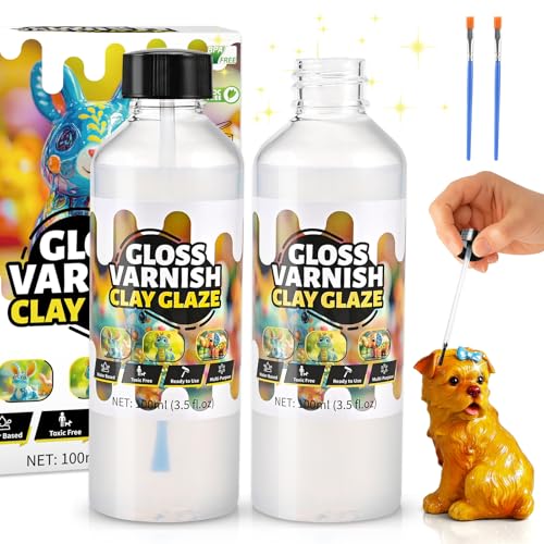 Cieex 2 Stück Glasur für Ton Lufttrocknend, 200ml Gloss Varnish Air Dry Clay, Glanzlack für Modelliermasse, Wasserdicht, kratzfest, Design für Lufttrocknender Ton Keramik Cieex 2 Stück Glasur für Ton Lufttrocknend, 200ml Gloss Varnish Air Dry Clay, Glanzlack für Modelliermasse, Wasserdicht, kratzfest, Design für Lufttrocknender Ton Keramik von Cieex