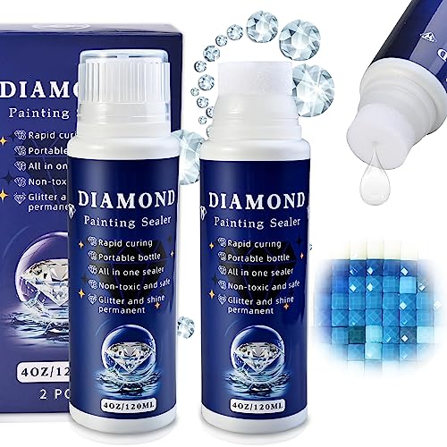 Cieex 2 Stück Diamond Painting Versiegelung, Transparente Kleber, Zubehör zum Glitzereffekt und Schutz von Diamanten (240ml) von Cieex