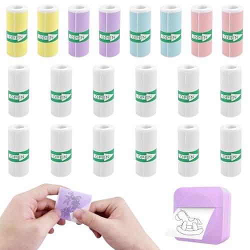 Cigrubo 20 Rollen thermopapier kinderkamera, thermorollen kamera, mini drucker papier, thermodrucker papier selbstklebend, nachfülldruckpapier, nachfüllpapier für sofortbildkameras (57 x 25 mm) von Cigrubo