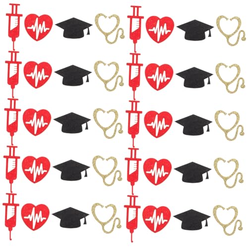 Ciieeo 1 Packung Krankenschwester Abschluss Konfetti Glitzernde Tischdekoration für Abschlussfeier mit Goldenen Stethoskopen Roten und Schwarzen Graduierungsfeiern und Festlichkeiten von Ciieeo