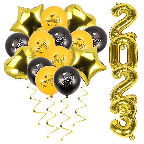 Ciieeo 1 Satz Abschlusszertifikatballon Goldrand Abschluss-Klassenzimmer-Ornamente Geburtstagsabschluss Ballongirlande Partyballonverzierung Ballonzubehör banner Aluminiumfolie Golden von Ciieeo