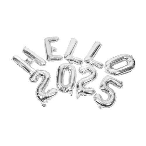 Ciieeo 1 Satz Neujahrsballons Dekorative Luftballons für Partys Silberne Hello Folienballons Fotorequisiten für Silvesterfeiern von Ciieeo