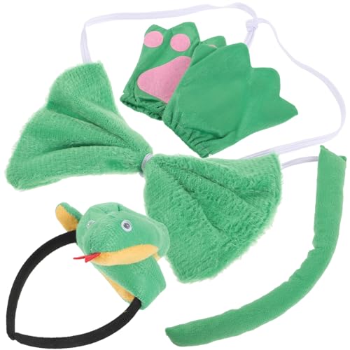Ciieeo 1 Satz Schlangen Kostümzubehör mit Schlangenohren Stirnband Fliege und Handschuhen für Kostümpartys und Feiertagsfeiern von Ciieeo