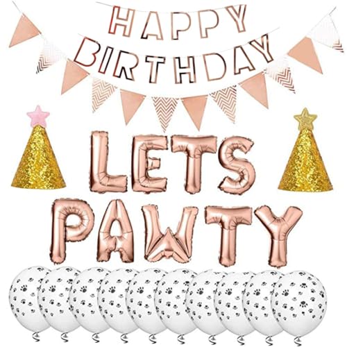 Ciieeo 1 Satz Teiliges Set für Hunde Geburtstagsdekorationen Ballonbanner Hintergrund und Partyzubehör Roségold für Haustierpartys Ballons Wimpel und Hundepfoten Ballons Ciieeo 1 Satz Teiliges Set für Hunde Geburtstagsdekorationen Ballonbanner Hintergrund und Partyzubehör Roségold für Haustierpartys Ballons Wimpel und Hundepfoten Ballons von Ciieeo