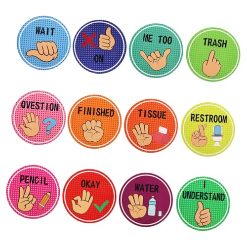 Ciieeo 1 Satz spanische Aufkleber Klassenzimmerschilder Blickfang für den Unterricht Klassenregeln Handzeichen für den Unterricht asl Glanzfolie aus weißem Karton von Ciieeo