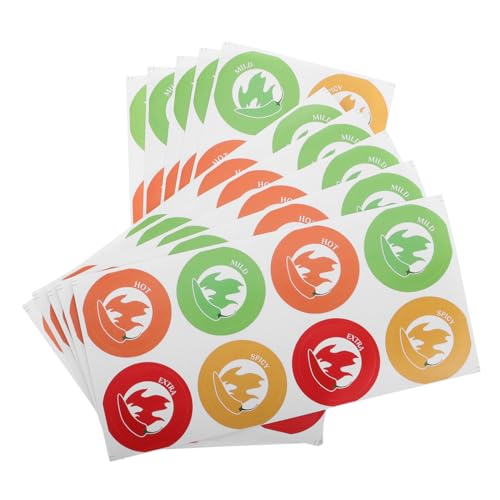 Ciieeo 10 Blatt Aufkleber für Scharfe Lebensmittel mit Chili Muster Warnaufkleber zur Anzeige Des Schärfegrads für Saucenflaschen und Gerichte für Restaurants und Zuhause Ciieeo 10 Blatt Aufkleber für Scharfe Lebensmittel mit Chili Muster Warnaufkleber zur Anzeige Des Schärfegrads für Saucenflaschen und Gerichte für Restaurants und Zuhause von Ciieeo