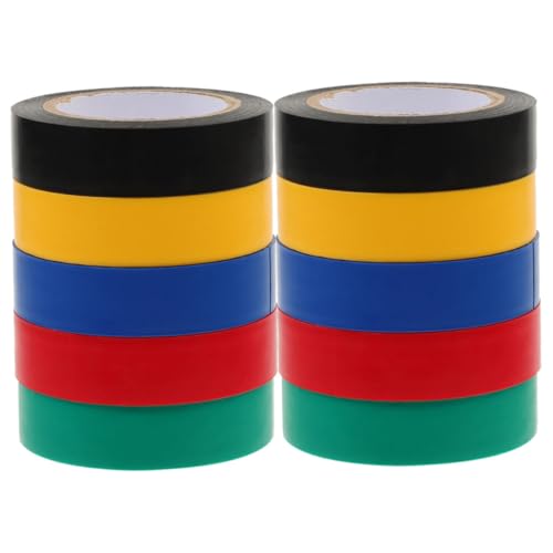 Ciieeo 10 Rollen Buntes Isolierband Elektriker Klebeband Farben Rot Gelb Blau Grün Schwarz für und Außenanwendungen Hochtemperatur Beständig und Vielseitig Einsetzbar von Ciieeo