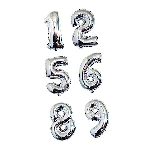 Ciieeo 10 16 Ballons Aluminium Zahlen Luftballons zahlen Zahlenballons silberner Buchstabenballon silberne Luftballons Nummernballons aus Folie Aluminiumfolie von Ciieeo