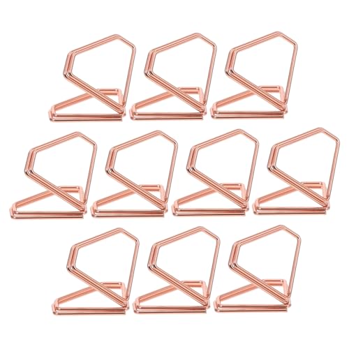 Ciieeo 10 Stück Dreieck-Notizhalter Inhaber einer Visitenkarte lustige Büroklammern farbige Büroklammern klein Mini-Tischkartenhalter Mini -Papierclips Metall Rose von Ciieeo
