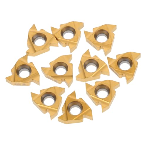 Ciieeo 10 Stück Gewindeeinsatz Einfügung Schnell Cnc Drehen Einsätze Einfädeln Hartmetall Werkzeug Golden Stahl von Ciieeo