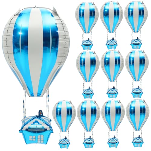 Ciieeo 10 Stück Heißluftballon Dekoration Heißluftballon Aus Aluminium Ballon-wanddekorationen Geburtstag Luftballons Heiße Luft Duschballons Miniatur Mama-ballon Film Aluminiumfolie Blue von Ciieeo