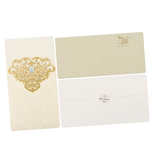 Ciieeo 10 Stück Hochzeitseinladungskarten mit Diamant Design und Umschlägen Romantische Filigrane Einladungskarten für Unvergessliche Hochzeiten Hochwertige Papiereinladungen von Ciieeo