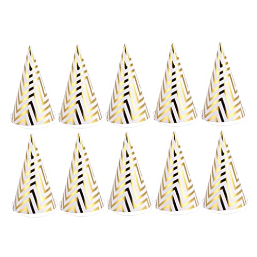 Ciieeo 10 Stück Kindergeburtstag Partyhüte Goldene Streifen Wellenmuster Papier Triangelhüte Dekoration für Geburtstagsfeiern Partyzubehör Ciieeo 10 Stück Kindergeburtstag Partyhüte Goldene Streifen Wellenmuster Papier Triangelhüte Dekoration für Geburtstagsfeiern Partyzubehör von Ciieeo