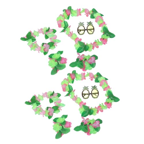 Ciieeo 10 Stück Teiliges Hawaii Party Set mit Grünen Luau Blumenkränzen und Ananas Sonnenbrillen Leichtes Strandkostüm für Frauen und Modisch und Bequem für Strandpartys und Sommer von Ciieeo