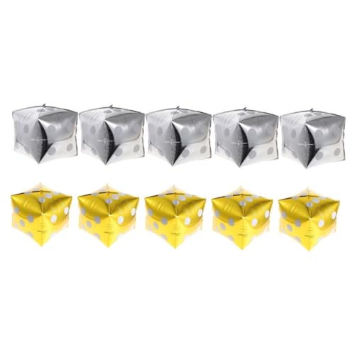 Ciieeo 10 Stück Teiliges Würfel Folienballons Gold und Silber Wiederverwendbar Farbintensiv Leicht für Themenparty Hochzeit Geburtstag Bar Dekoration Einfach zu Verwenden Langlebig von Ciieeo
