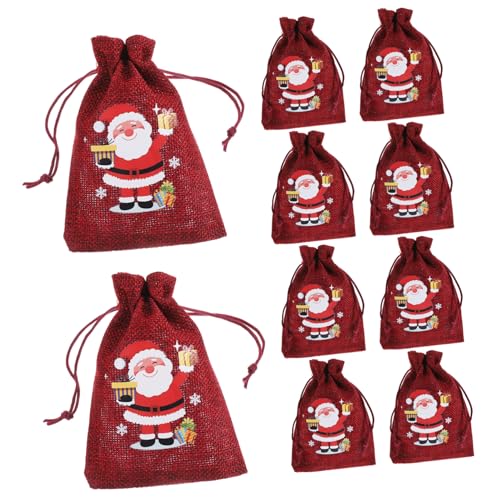 Ciieeo 10 Stück Weihnachtsgeschenktaschen aus Jute mit Kordelzug Weihnachtsmotive für Party Süßigkeiten und Aufbewahrung Ciieeo 10 Stück Weihnachtsgeschenktaschen aus Jute mit Kordelzug Weihnachtsmotive für Party Süßigkeiten und Aufbewahrung von Ciieeo