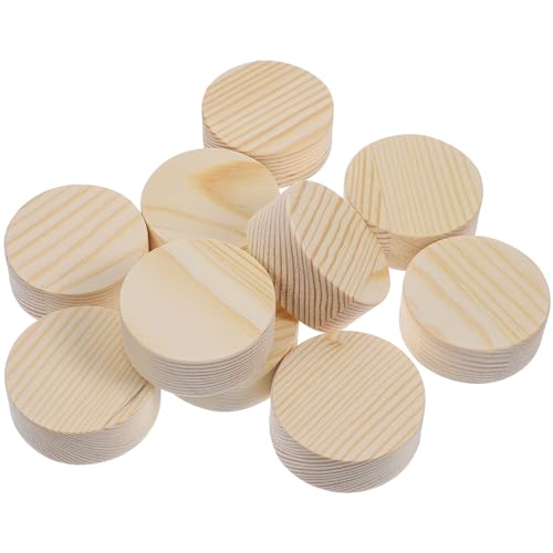 Ciieeo 10 Stück unlackierte runde Holzblöcke unlackierte Holzzylinder DIY Holz Handwerk Holzblöcke Holzscheiben für DIY Kunst und Handwerk (5 x 2 cm) von Ciieeo