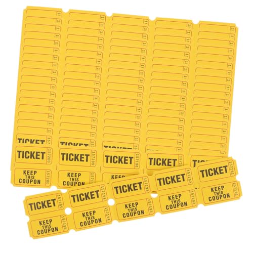 Ciieeo 100 Stück Eintrittskarten für Veranstaltungen Essenskarten große Tombola-Tickets Karneval Tickets Los Papier Yellow von Ciieeo