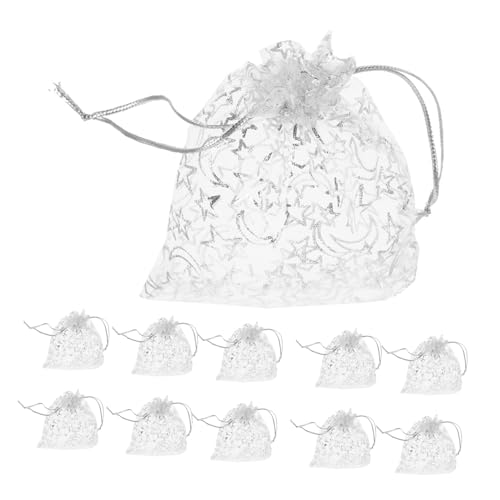 Ciieeo 100 Stück Kleine Organzasäckchen mit Zugband Schmuckbeutel mit Silbernen Stern und Mondmotiven Vielseitige Geschenkverpackung für Hochzeit Party Langlebiges Fein Verarbeitetes Ciieeo 100 Stück Kleine Organzasäckchen mit Zugband Schmuckbeutel mit Silbernen Stern und Mondmotiven Vielseitige Geschenkverpackung für Hochzeit Party Langlebiges Fein Verarbeitetes von Ciieeo