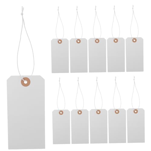 Ciieeo 100 Stück Thanksgiving-Geschenkanhänger Kleidung Schlüssel schmucklos leer Schutz für hängendes Preisschild Tags mit Draht Schmuck Tags Preisschilder Papier Weiß von Ciieeo