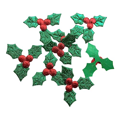 Ciieeo 100 Stück Weihnachts DIY Stoffanhänger Gold Grün Baumblatt Deko Langlebiges Material Fenster und Türdekoration für Festliche Handarbeiten von Ciieeo