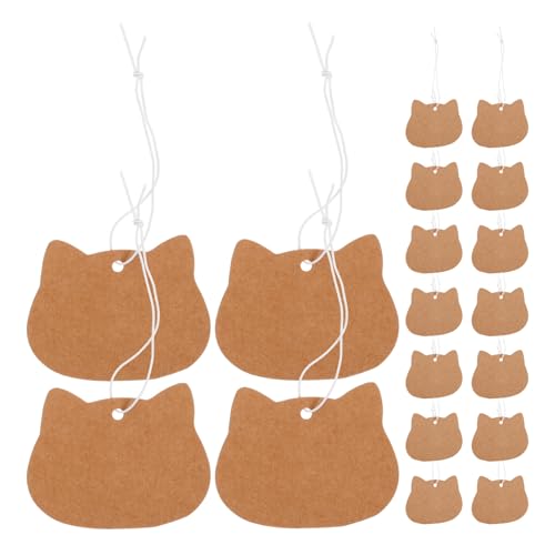 Ciieeo 100 Stück elastisches Seiletikett Schild Krawattenanhänger Leere Tags hängende Etiketten Stichworte Kofferanhänger Papieretiketten Kleidungsetiketten Kraftpapier von Ciieeo