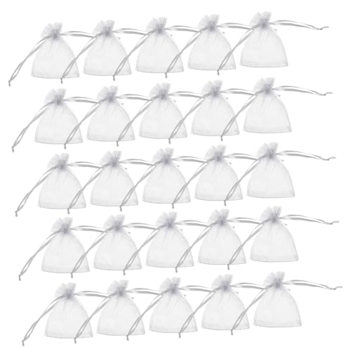 Ciieeo 100Stücke Organzabeutel mit Kordelzug Wiederverwendbare Geschenkverpackung für Schmuck und Süßigkeiten Graue Beutel Design für DIY und Anlässe von Ciieeo