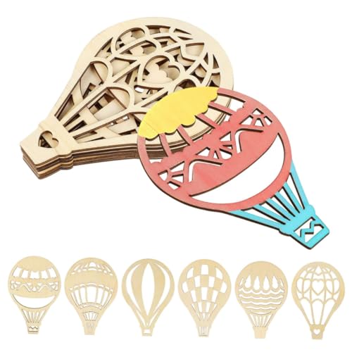 Ciieeo 10Satz Holzornamente Heißluftballon Unlackierte Holzscheiben für DIY Bastelprojekte Kreative Gestaltung und Heimdekoration Vielseitig Einsetzbar für von Ciieeo